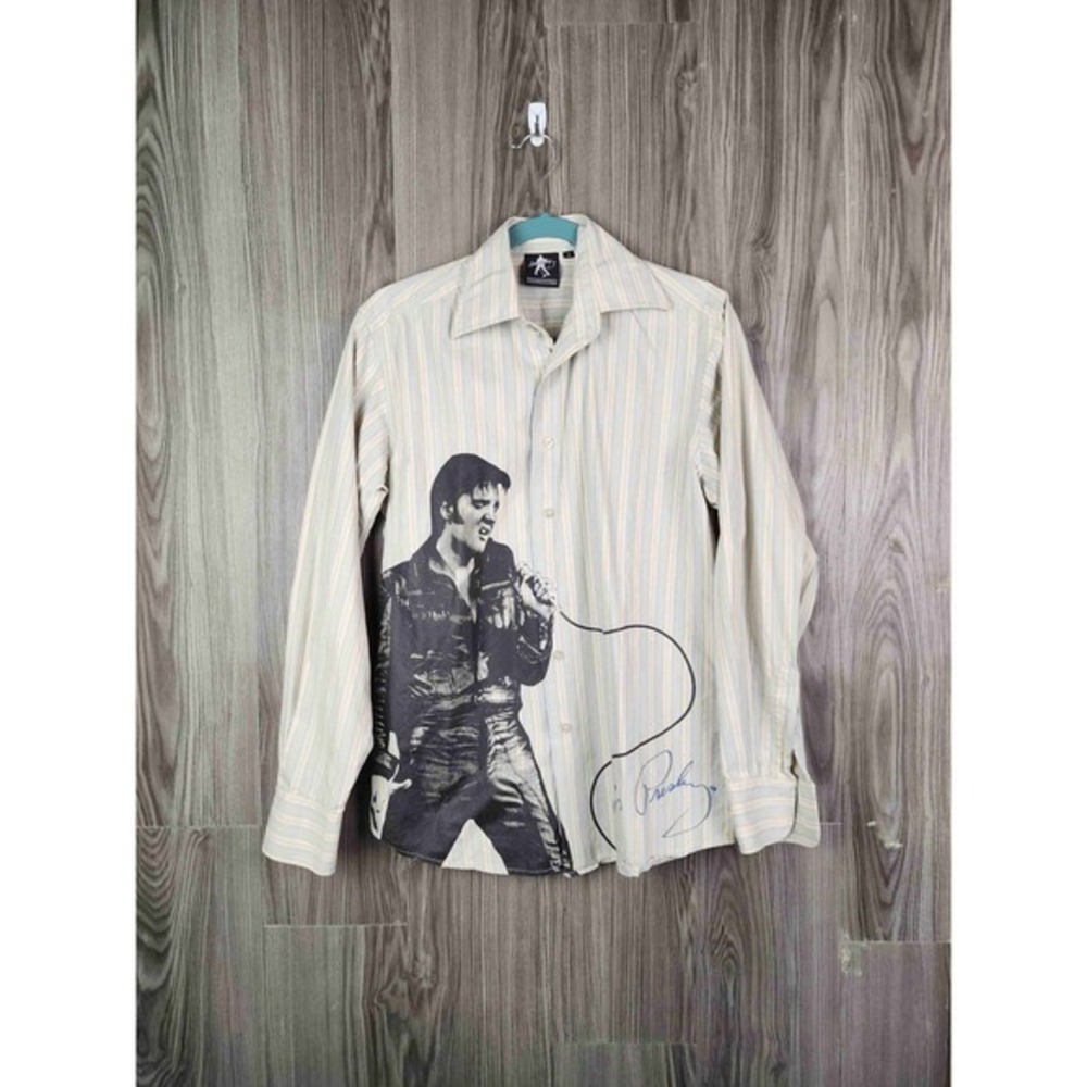 Elvis‎ Presley Vintage Authentic Multicolor Striped Graphic Print The King Shirt